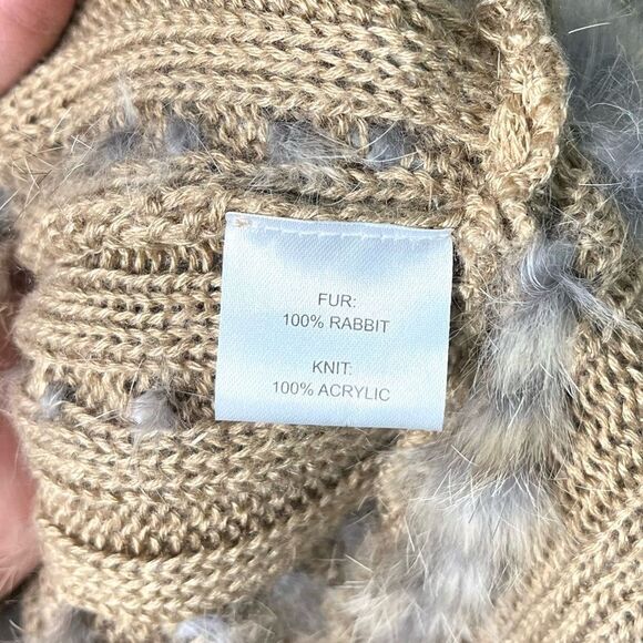 Shaci Vest Women’s Medium Brown 100% Rabbit Fur Knitted Open Front Waterfall - Picture 6 of 7